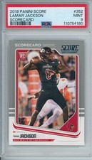 2018 Score Lamar Jackson RC ROOKIE CARD SCORECARD PSA 9 Mint #352 Ravens. rookie card picture