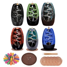 Ceramic Backflow Incense Burner Waterfall Backflow Incense Holder Set