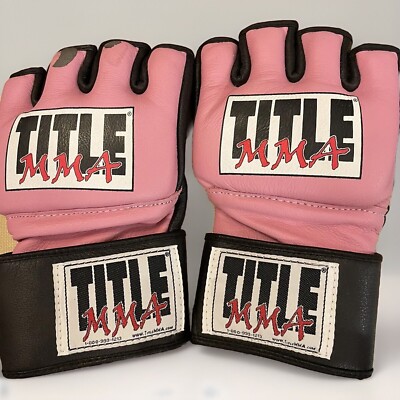 Title Boxing Gloves Pink & Black Leather Workout Kickboxing Size 6 M Martial Art