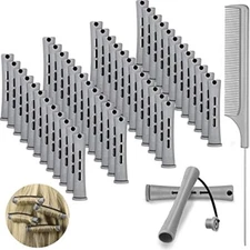 48 Pcs 0.59 Inch Plastic Hair Perm Rods with Pintail Comb Rat Tail Comb