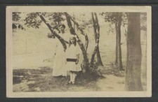 1913 MOTHER & DAUGHTER ? OUTSIDE IN WHITE DRESSES RPPC REAL PICTURE POSTCARD