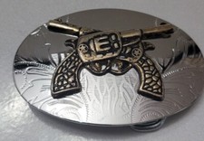 Western mixed metal crossed guns belt buckle