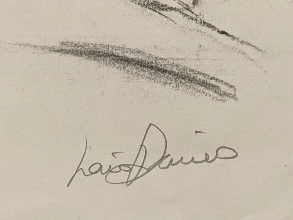 Vintage large Original pencil & charcoal drawing by Lewis Davies 1939-2010 nude - Image 3 of 4