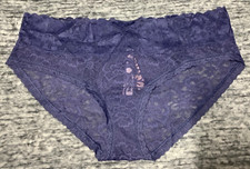 Victoria's Secret Floral Lace Hiphugger Hipster Panties Crown Blue L NWT