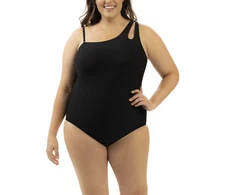Dolfin Aquashape $84 Asymmetrical Rib Knit One-Piece Swimsuit size 20