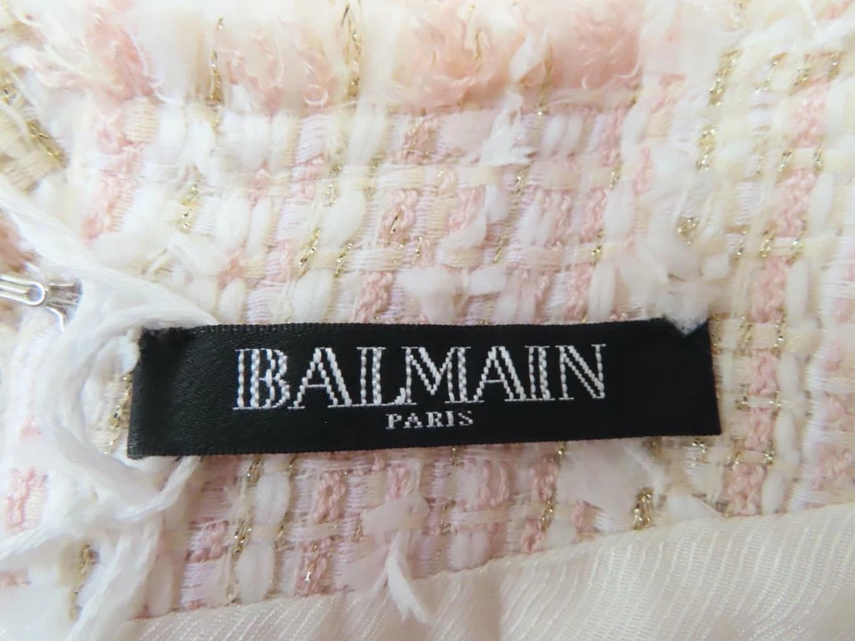 BALMAIN Pink Tweed Short Sleeve Top Size F 42/US 10 - Image 3 of 4