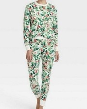 Women's Thermal Pajama Set - Stars Above White Floral Berry L