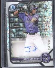 2022 1st Bowman Chrome Juan Guerrero Auto Speckle Refractor /299