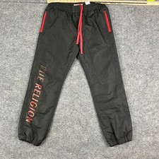 True Religion Jogger Pants Mens Size M Black Red GraphicAthleticDrawstringCasual