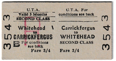 ULSTER TRANSPORT AUTHORITY (UTA) Carrickfergus - Whitehead HIN- UND RÜCKFAHRT