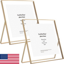 2-Pack Gold 8x8" Floating Photo Frames  Fits 6x6" Photos  Metal Beaded Design