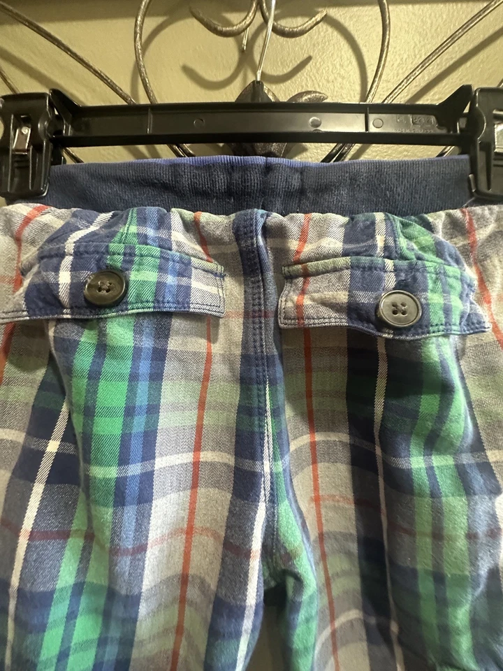 迷你Boden男童抽绳格纹工装裤,8岁(128厘米),蓝色/绿色 — 第 4/4 张图片