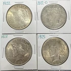 1922 1922-D 1923 1925 Peace Dollar Lot of 4