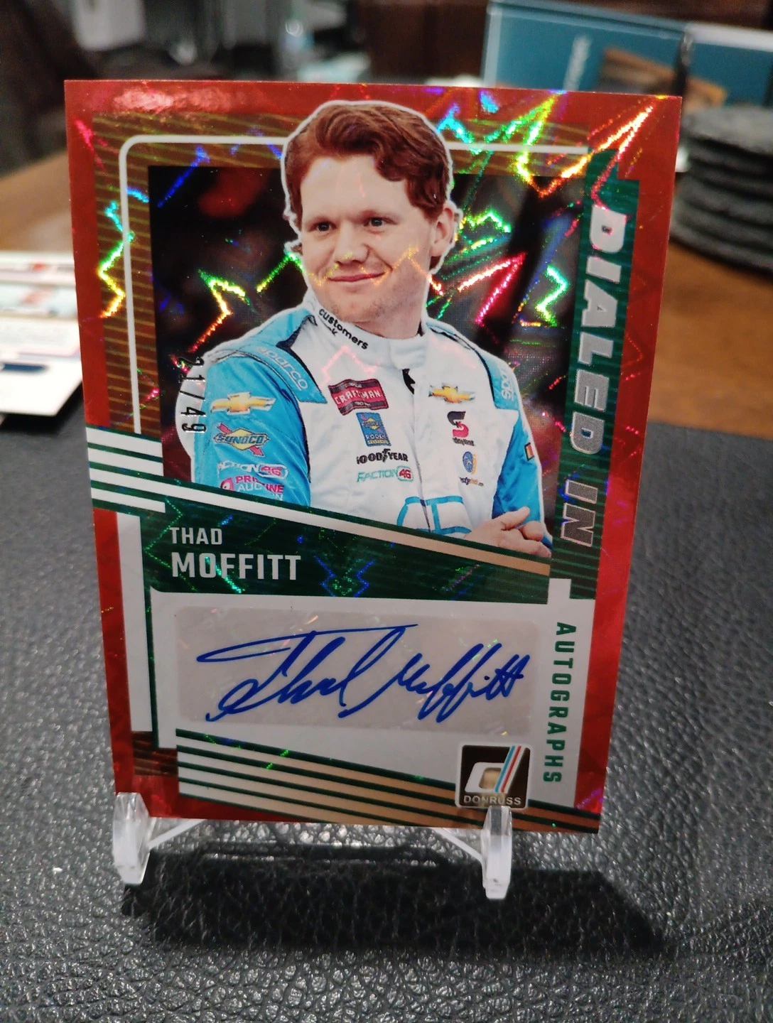2025 Donruss Racing Thad Moffitt Dialed In Red  Xplosion Autograph 21/49 SP