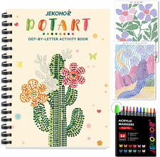 Dot Art for Adults,Adult Coloring Book,30 Patterns with 12 Acrylic Markers