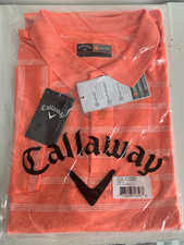 Callaway NEW Shirt Men XL Orange Golf Print Polo Opti Dri Short Sleeve