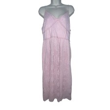 NSR Blush Pink Midi Fit & Flare Lace Crochet Dress Size XL Sleeveless Floral