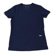 Figs Scrub Top Womens XS Blue Casma FW1100 Hospital Nursing V Neck Three Pockets