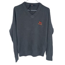 Gray Harmont Blaine Knit V-Neck Sweater Large Wool Blend Womens