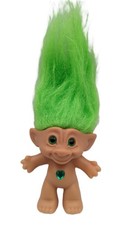 Vintage Ace Novelty Treasure Troll Doll Green Hair Lucky Bingo Troll 3"