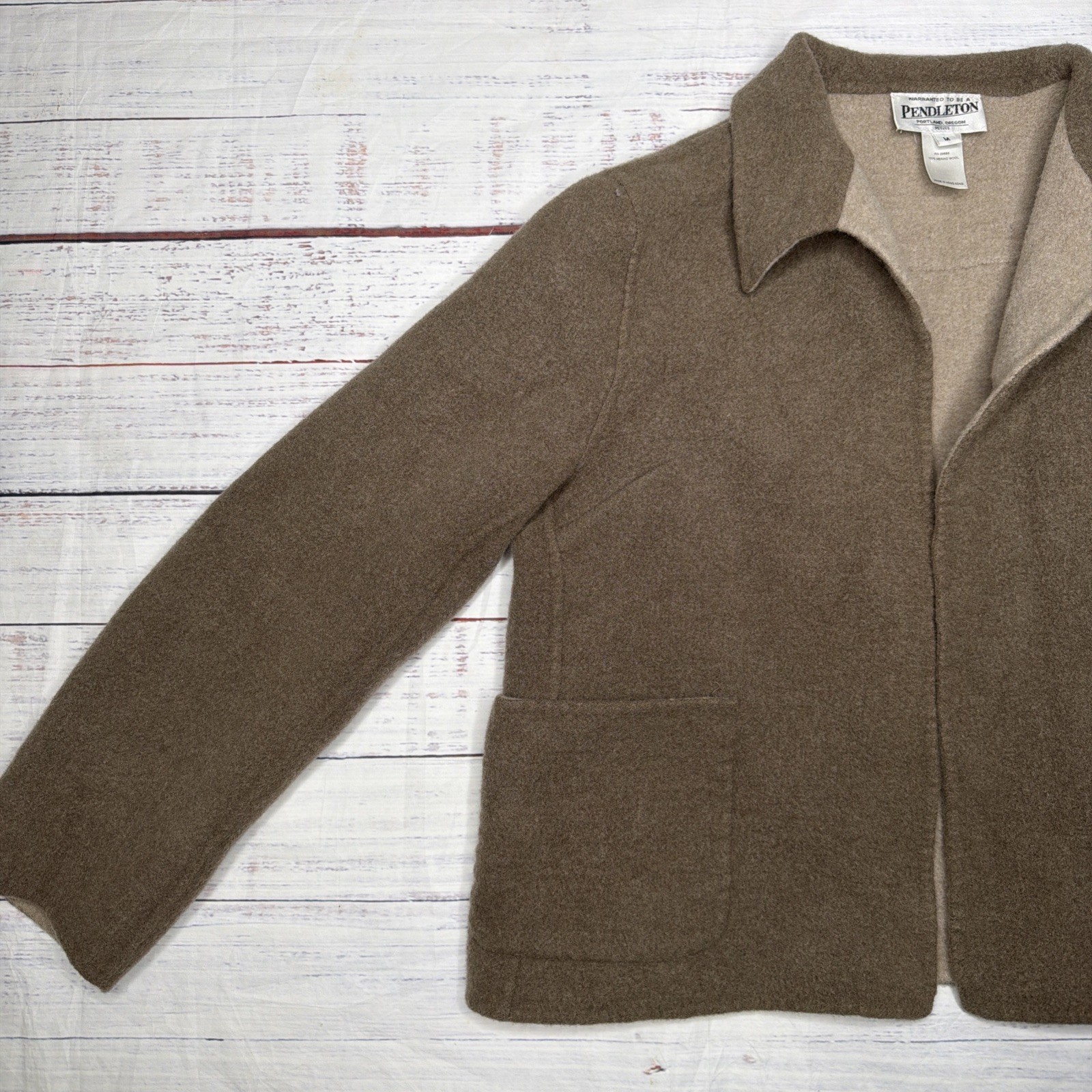 Pendleton Jacket Womens Petite Medium Brown 100% … - image 6