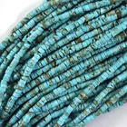 2-2.5x4mm blue turquoise heishi disc beads 15" strand brown matrix S2