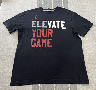 Jordan Elevate Your Game Size Large T Shirt Cement Black Red Jumpman