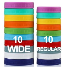 Ball Kerr Jar Lids 20 Pack,  Grade Plastic Caps, Leakproof, Multicolor