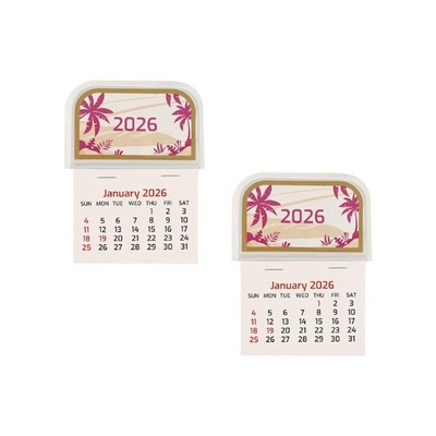 2 Pcs 2026 Mini Stick on Calendars Small Wall Calendar 12 Month Mixed color 