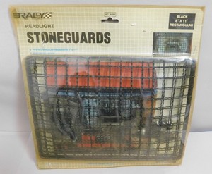 NOS Rally 8"x11" Headlight Stoneguards No 4498 Black Rectangular Grill Metal VTG