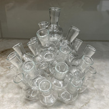 Vtg Clear Glass MCM Propagation Station 25 Stacked Cluster Bud Vase 2pc