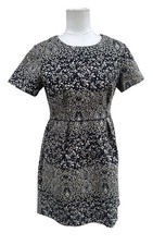 H&M Women’s Size 10 Navy Ivory Floral Medallion Print Fit & Flare Mini Dress