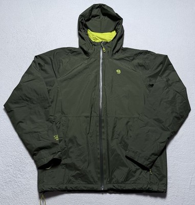 Mountain Hardwear Finder Jacket Mens Large Rain Windbreaker Green Neon Outdoor