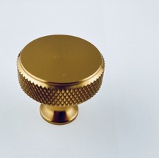 Round Gold Knobs for Dresser Knurled Drawer Handles Pulls Solid Brass Cabinet...