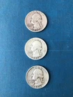3 us silver quarters 1942, 1946, 1954-D; free delivery