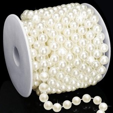 Ivory, Artificial Pearl Beaded Trim Chain Roll Strands for Wedding Centerpieces