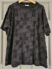 Vintage Matsuda Nicole Tokyo Japan Textured Terry Shirt Black Letter Pattern M-L