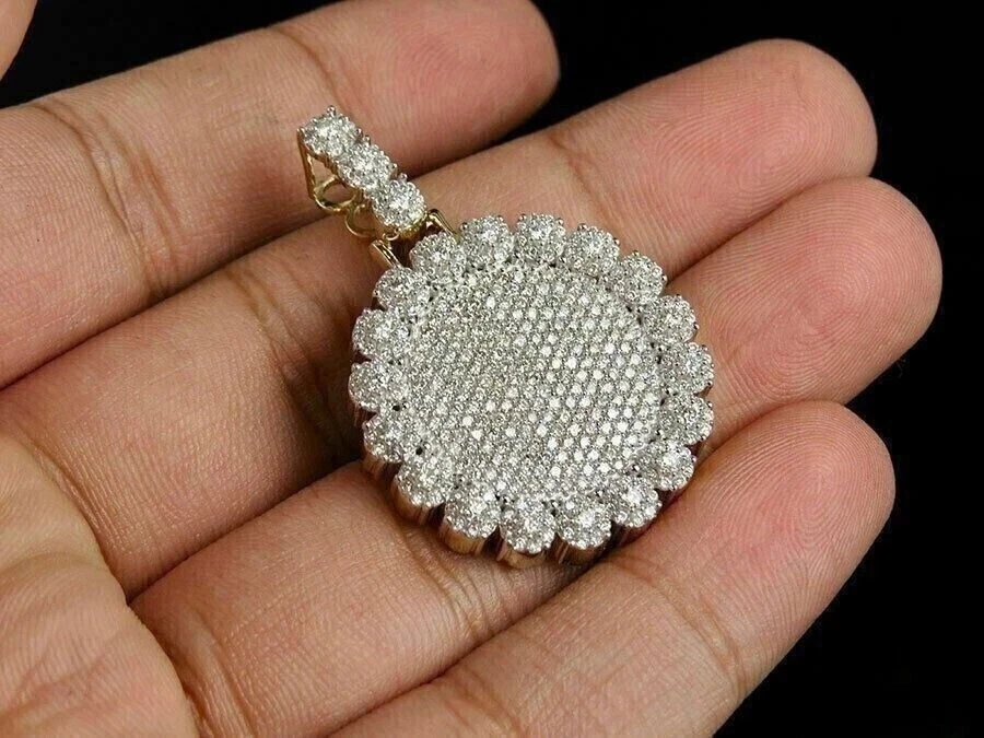 NEW FINE 2.00Ct Round Cut Real Moissanite Women's Pendant 14k Yellow Gold Plated - Image 3 of 4