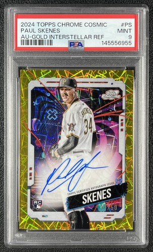 PAUL SKENES PSA 9 2024 TOPPS COSMIC CHROME ROOKIE GOLD REFRACTOR AUTO RC 08/50