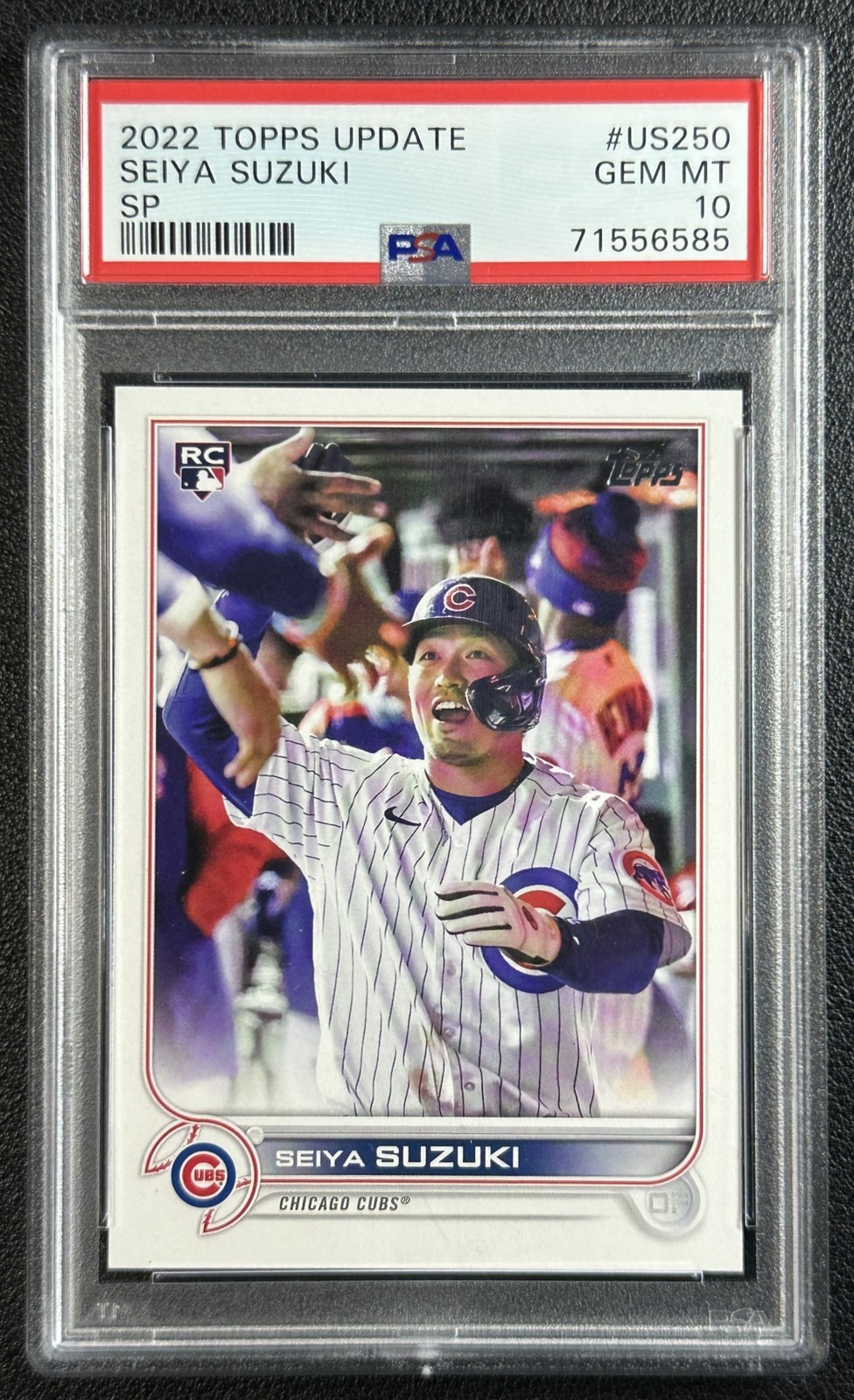 SEIYA SUZUKI PSA 10 2022 TOPPS UPDATE #US250 ROOKIE DUGOUT SP RC CUBS 6585