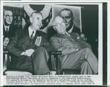 1956 Former Pres Harry Truman & N.Y Gov Averell Harriman Politics Wirephoto 7x9