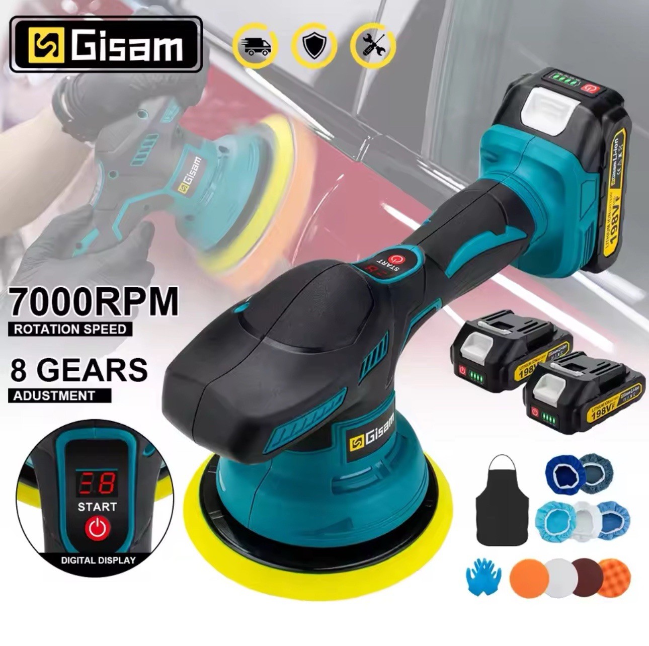 Lucidatrice Auto Professionale Gisha 8 Marce 7000RPM - Lucidatura a Specchio