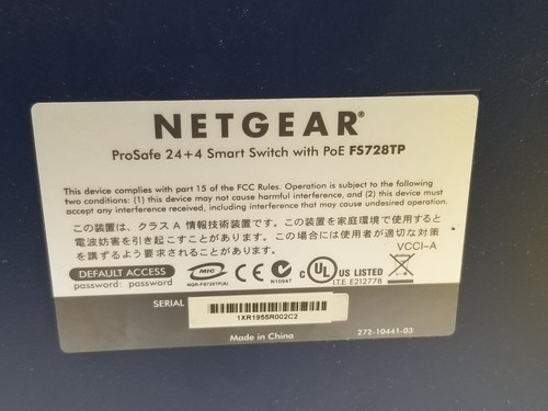 Netgear ProSafe 24+4 FS728TP Smart Switch 24-Port - Picture 9 of 9