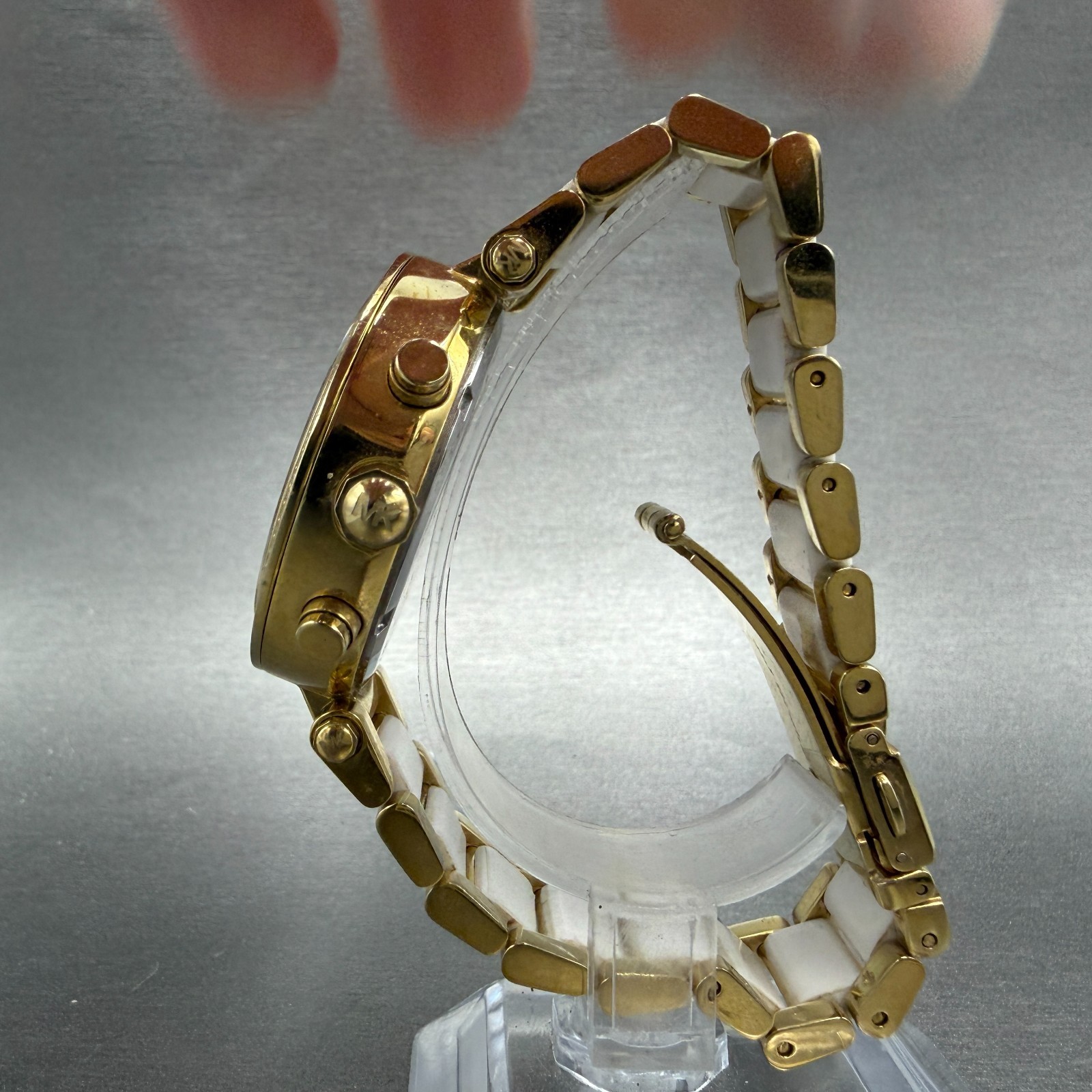 Michael Kors Parker Watch Women 39mm White Dial Gold Tone Date MK-6119 New Batt thumbnail 7