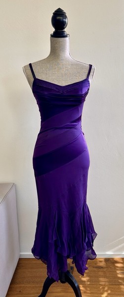 EUC Karen Millen Chiffon Silk Mermaid Asymmetrical Evening Dress UK8/EU36