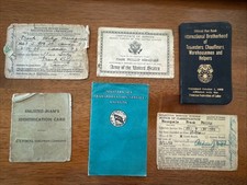 Original WWII US Army Service Certificates, ID cards, Teamster Book