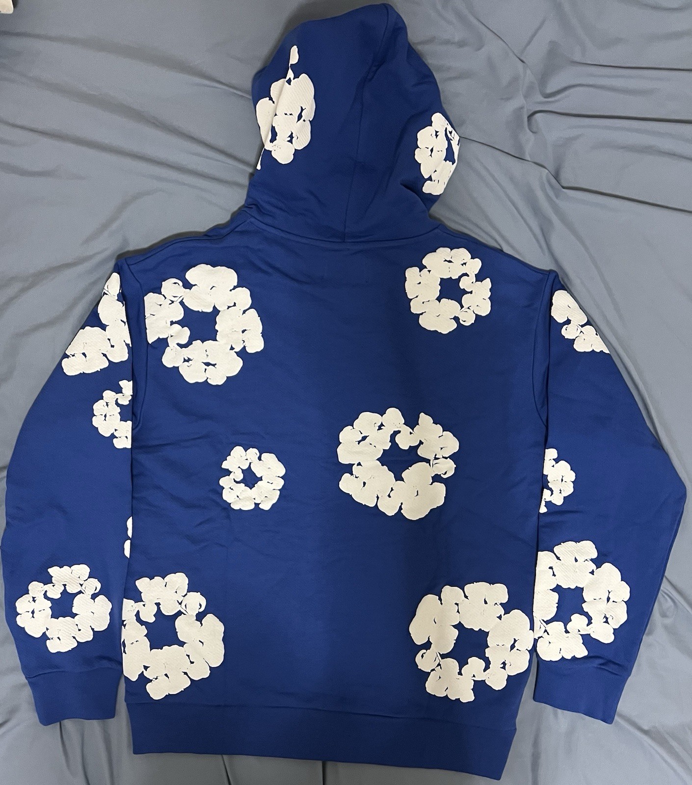 Denim Tears The Cotton Wreath Logo Hooded Sweatshirt Royal Blue White Size Large image 2