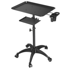 Salon Tray Cart with Storage Platform, Aluminum 13 x 18 x 40 inches, Black