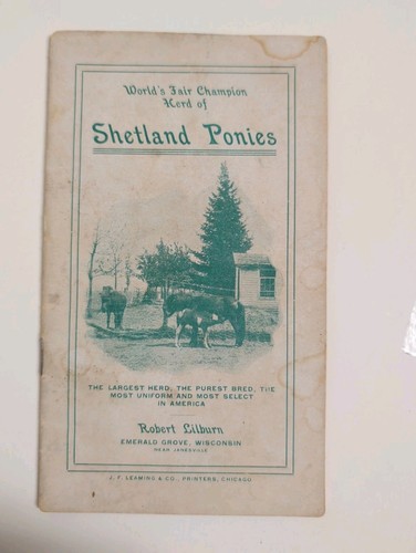 1900's Vintage Shetland Pony Booklet Robert Lilburn Wisconsin Emerald Grove