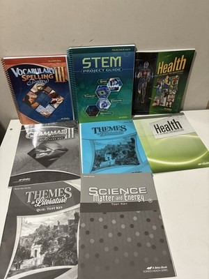 Abeka 9th Grade Lot of 8 Books STEM Project Guide Health Grammar Spelling Themes